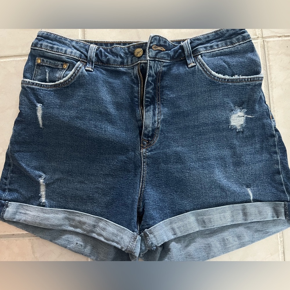 MAVI Jean Co. Medium Wash Denim 5 Pocket Riveted Distress Zipper Shorts Sz 30🔥